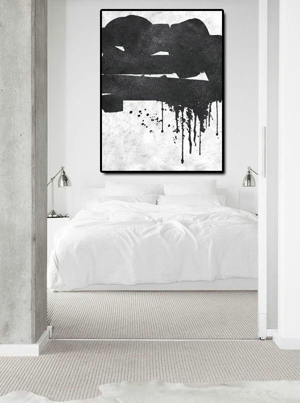 Pop Art Canvas,Black And White Minimal Painting On Canvas - Large Living Room Decor